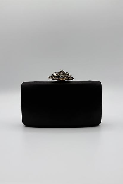 Pink Satin Clutch Bag With Rose Jewel