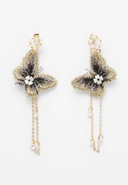 Metallic Quirky Crystal Butterfly Earrings