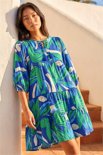 Petite Tiered Tie Front Dress 14951209