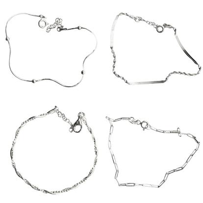Metallic Sterling Silver Bracelet Layering Set