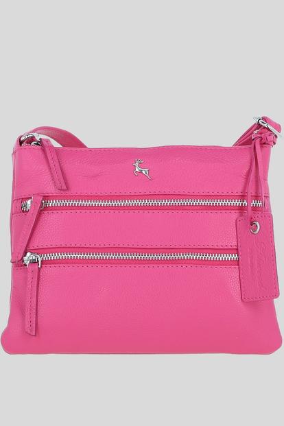 Pink 'Ayr' Real Leather Crossbody Bag