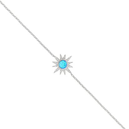 Metallic Blue Opal Sun Sterling Silver Bracelet