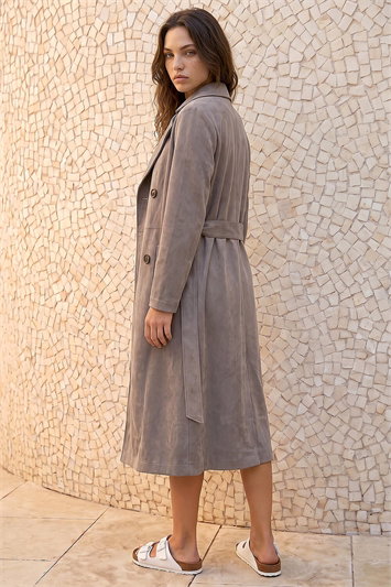 Petite Faux Suede Trench Coat 12043590