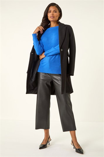 Blue Plain Soft Crew Neck Jumper