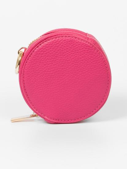 Pink Faux Leather Round Coin Purse