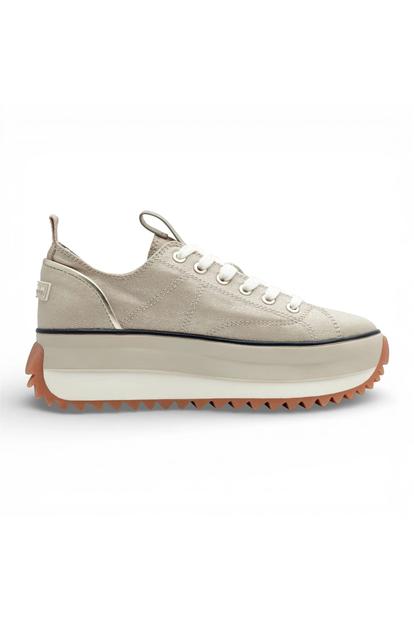 Metallic Tamaris Beige Platform Lace Sneakers