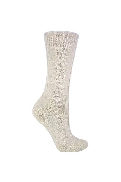 Cream 1 Pack Ladies Lightweight Soft Knitted 100% Pure Wool Bed Socks