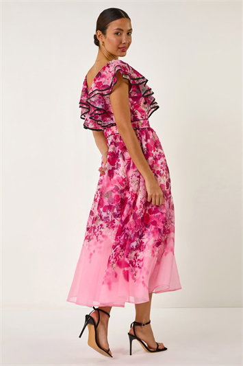 Floral Frill Organza Midi Dress 14676472