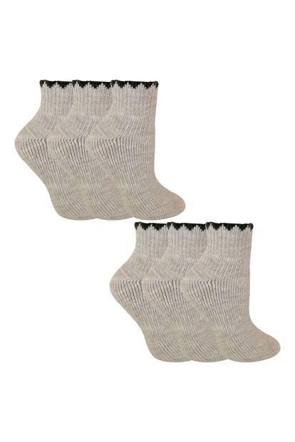 Black 6 Pairs Ladies Short Alpaca Wool Moisture Wicking Socks