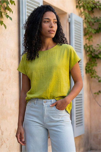 Green Buttoned Back Shell Top