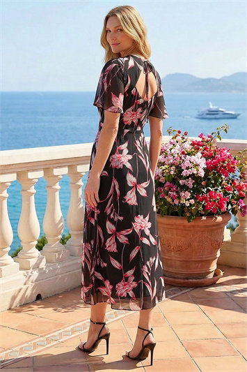 Floral Flutter Sleeve Dress 14730678