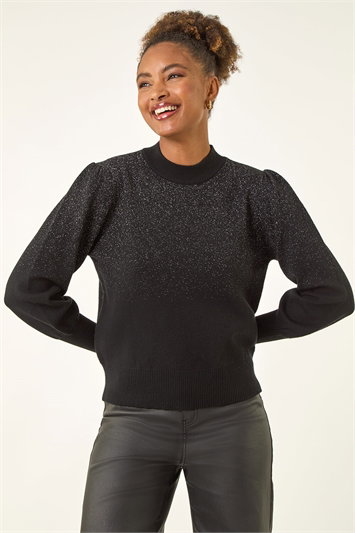Black Ombre Speckled Knit Jumper