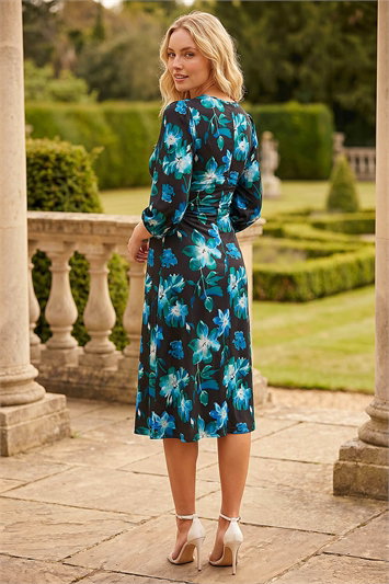 Floral Twist Front Midi Dress 14813309