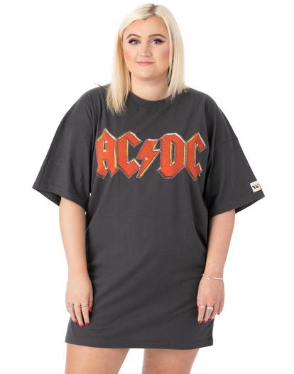 Grey Ac/Dc Dress Oversized Short Sleeved T-Shirt