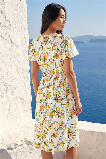Petite Lemon Print Pocket Dress 14919238