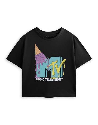 Black Mtv Ice Cream Cropped Short Sleeved T-Shirt