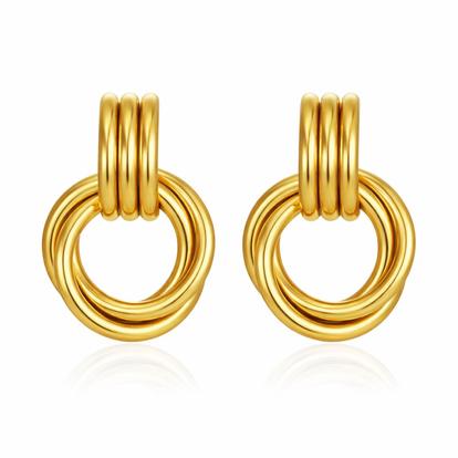 Metallic Chunky Multi Knot Interlocking Hoop Stud Earrrings