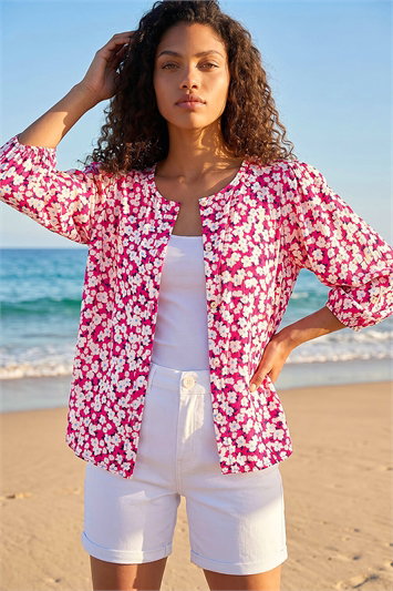 Petite Ditsy Floral Button Up Blouse 10218972