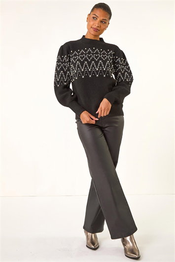 Jacquard Faux Pearl Knit Jumper 16226908