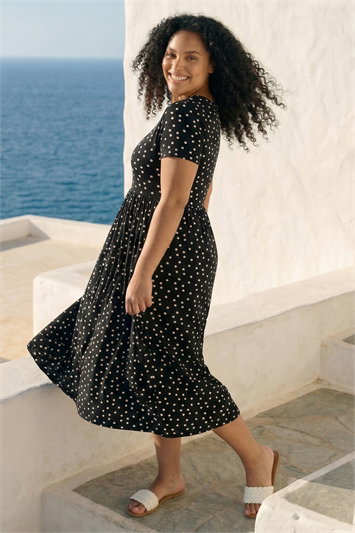 Curve Polka Dot Gathered Waist Dress 14903008