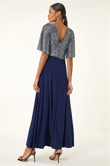 Sequin Flutter Sleeve Midi Dress 14760860