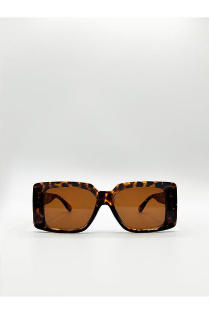 Brown Oversized Square Frame In Tortoiseshell