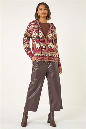 Jacquard Zip Hooded Cardigan 16233915