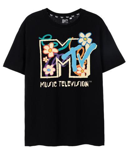 Black Mtv Flowers T-Shirt