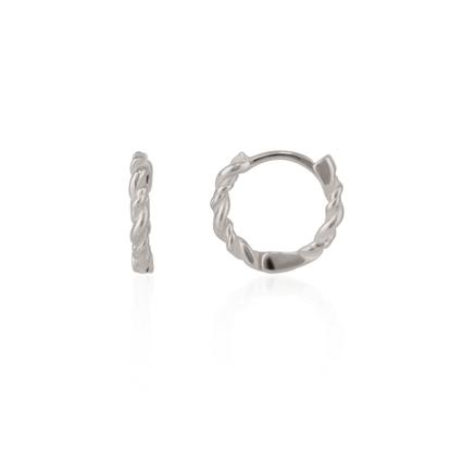 Metallic Twisted Sterling Silver Mini Huggie Hoop Earrings