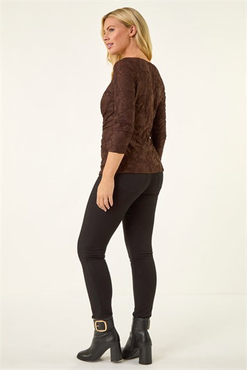 Petite Ruched Side Jacquard Top 19456619