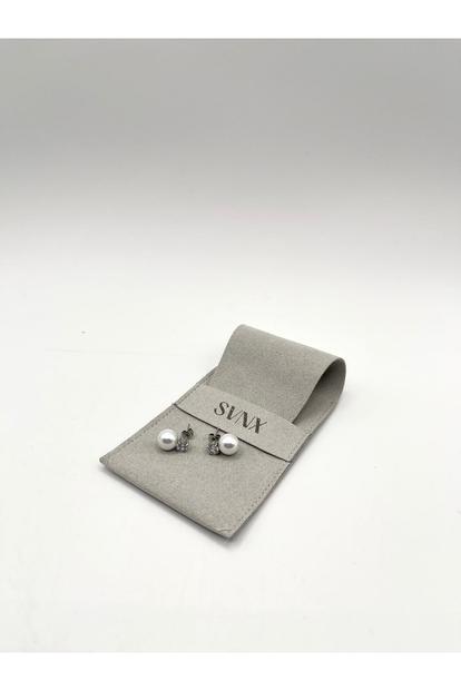 Metallic Large Pearl Diamante Earrings In Silver