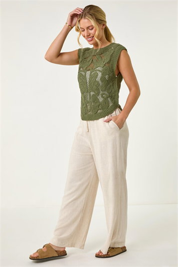 Petite Curve Hem Crochet Top 16197040