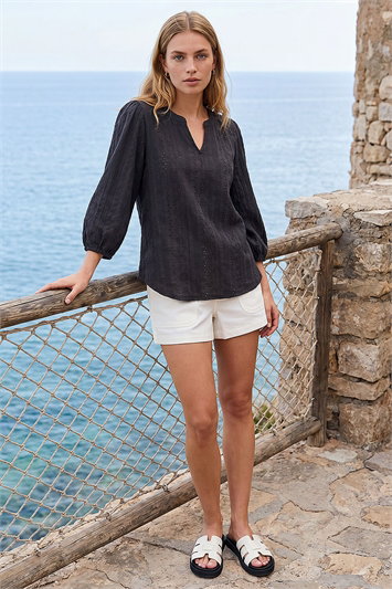 Broderie Detail Tunic Top 19475008