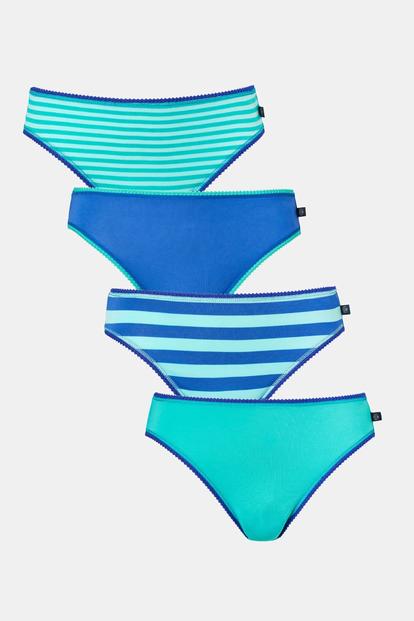Multi Pack Of Four "Seagreen" Bamboo High Leg Knickers