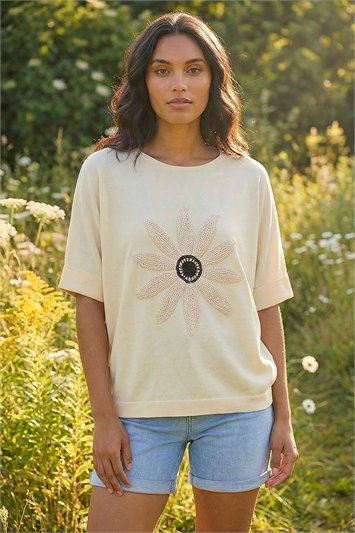 Crochet Flower Knit Top 16331606