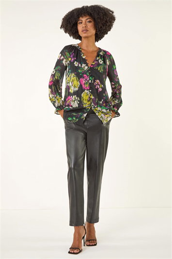 Metallic Floral Print Blouse 10214008