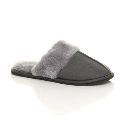 Purple Faux Fur Lined Mules Slippers