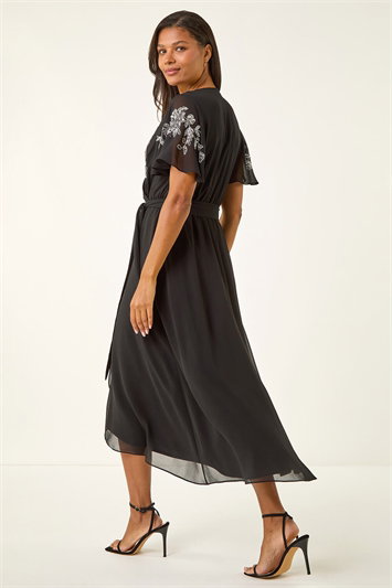 Premium Embellished Wrap Midi Dress 14796408