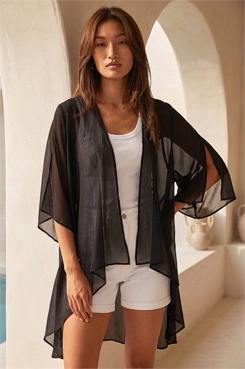 Black Longline Chiffon Cover Up