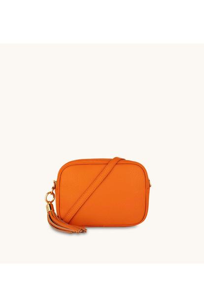 Orange The Tassel Orange Leather Crossbody Bag