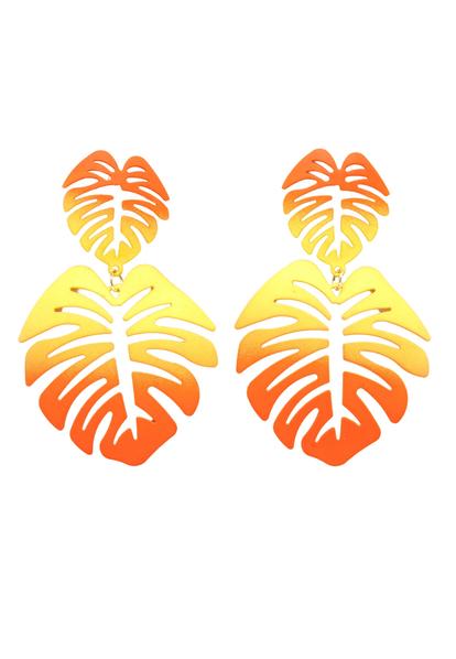 Green Palm Leaf Dangle Earrings M000015070