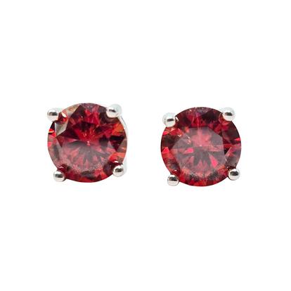 Red Ruby Moissanite Crystal Sterling Silver Earrings