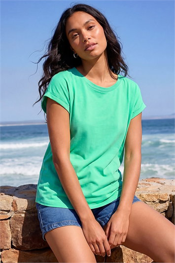 Blue Stretch Cotton Jersey T-Shirt