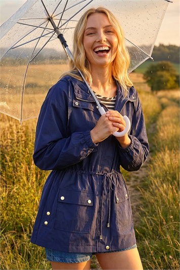 Blue Shower Resistant Rain Jacket