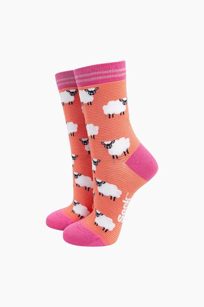 Orange Sheep Bamboo Socks In Orange