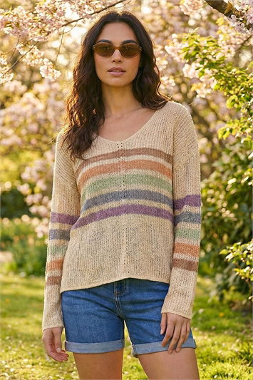 Stripe V-Neck Knit Jumper 16323706