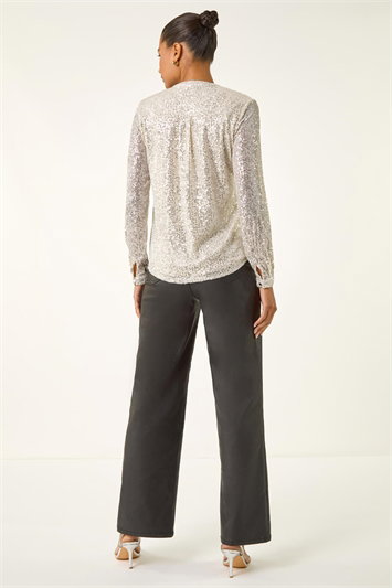 Embellished Sequin Stretch Blouse 10116485