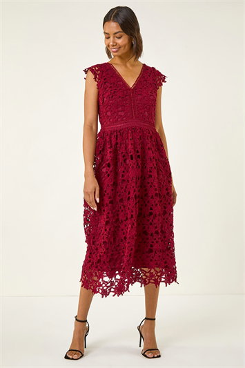 Premium Crochet Lace Midi Dress 14758615