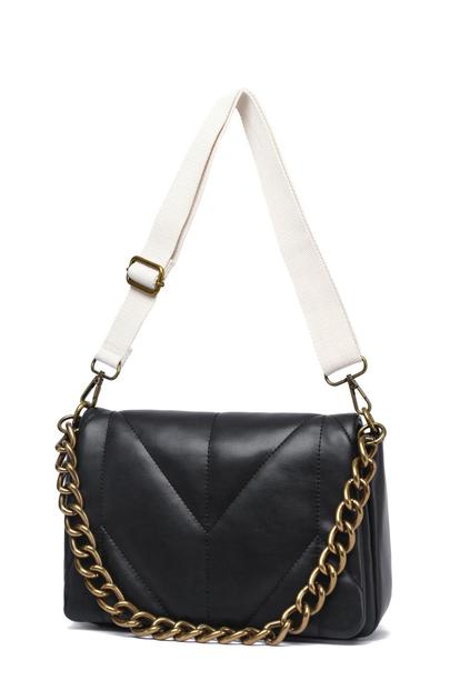 Black Chain Detail Cross Body Bag