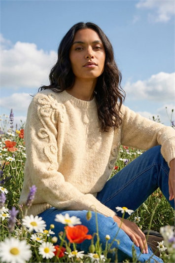 White Floral Cornelli Knit Jumper